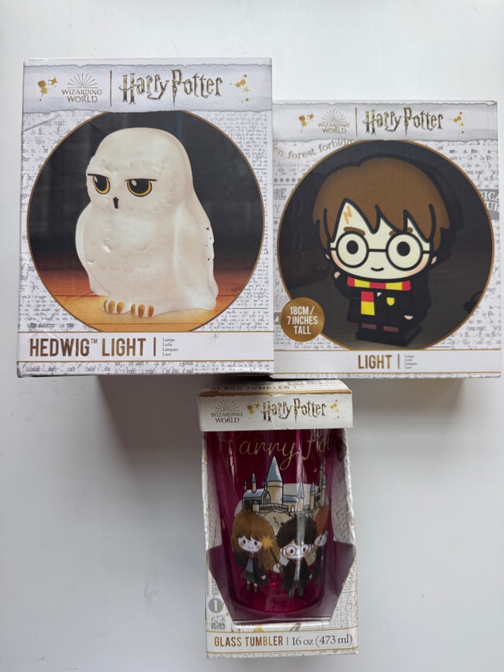 Harry Potter Hedwig & Harry Light Set with Glass Tumbler
NWT
